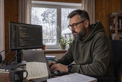 Developer at his desk